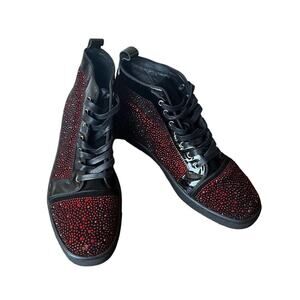 Barabas Men's wild Glittery Red and black high tops size 11